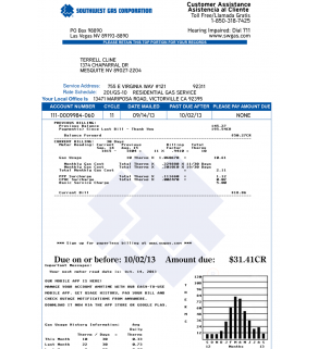 Gas Bill, Southwest Gas